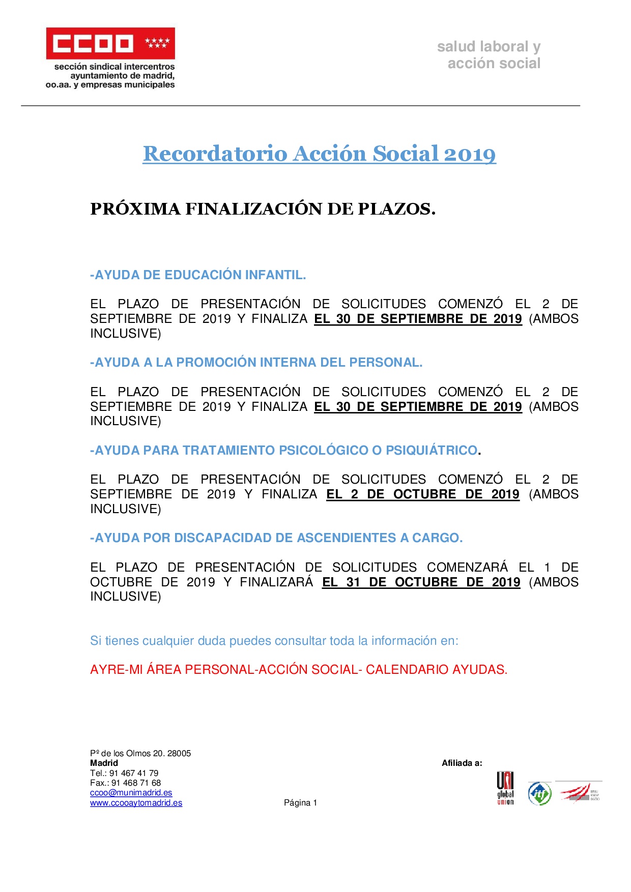 Recordatorio A Social